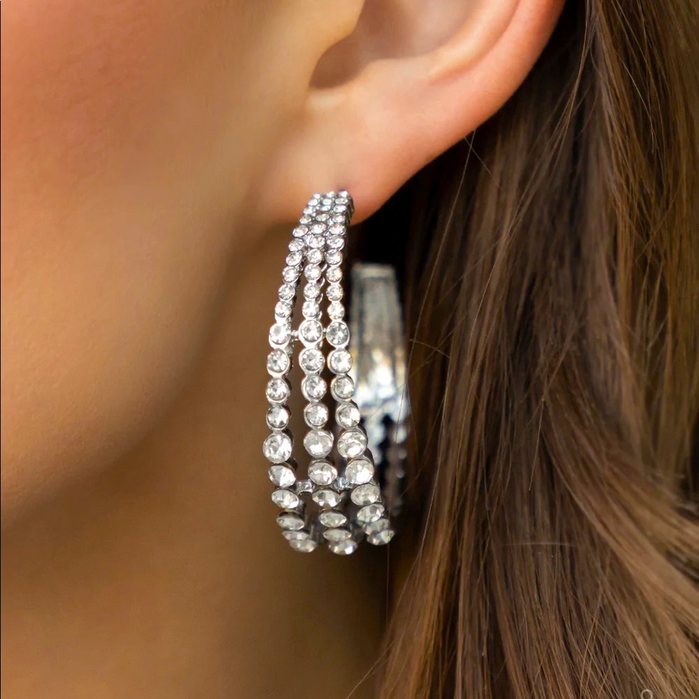 Cosmopolitan Cool - White Hoop Earrings
